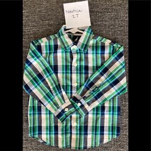 Nautica, 2T, plaid color (blue/green dominant)